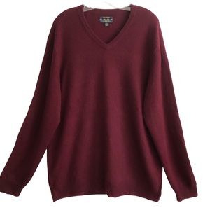 Club Room Burgundy Wine Cashmere V-neck Sweater XL